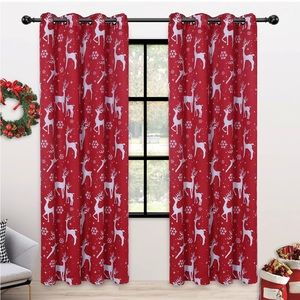 Deer Printed Christmas Curtains  52”Wx84”L Set of 2 panels